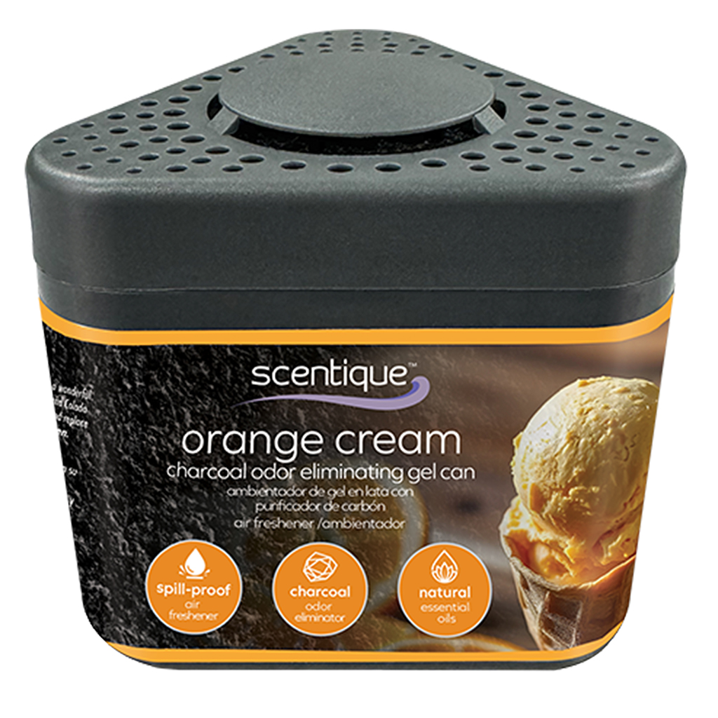 Scentique Odor Eliminating Charcoal Gel Air Freshener - Orange Cream CASE PACK 4