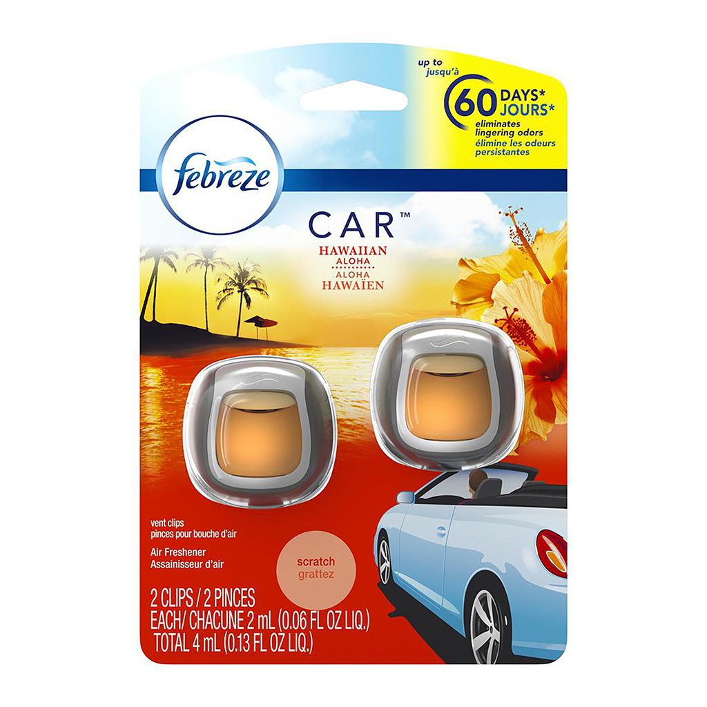 Febreze Car Vent 2 Count Air Freshener  - Hawaiian Aloha CASE PACK 8