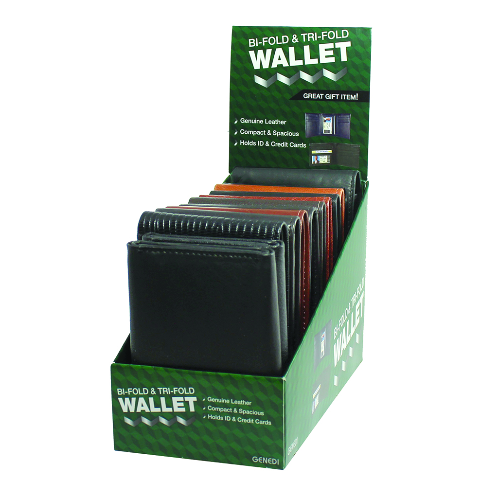 Mens Wallet Tri-Bi-Fold Display - 24 Piece