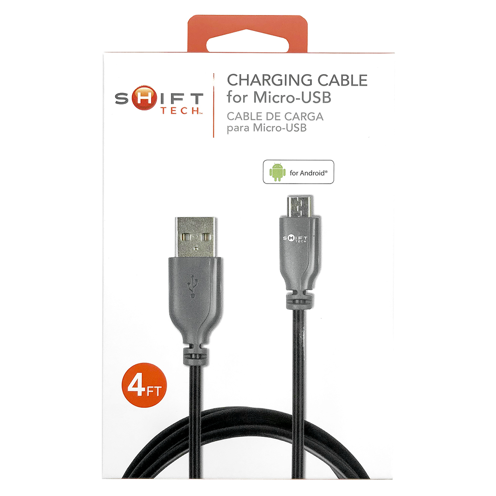 Shift Tech Micro-USB PVC cable Black/Gray 4ft CASE PACK 12