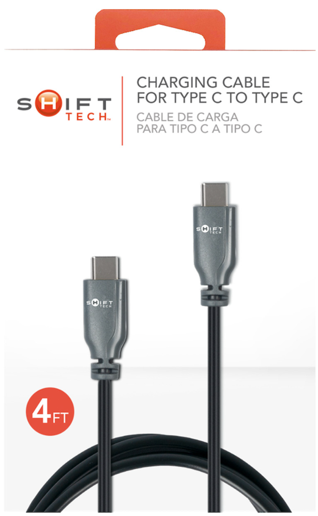 Shift Tech Type C - C PVC Cable Black/Gray4ft CASE PACK 6