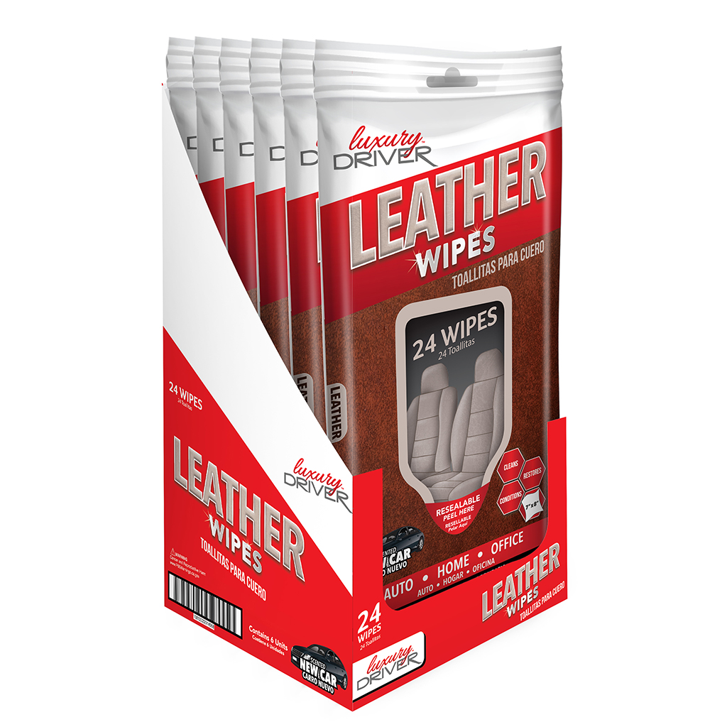 Luxury Driver Leather Wipes 24 Count - New Car CASE PACK 6