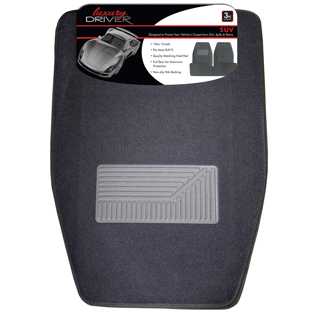 Suv 3 Piece Carpet Car Mat - Charcoal