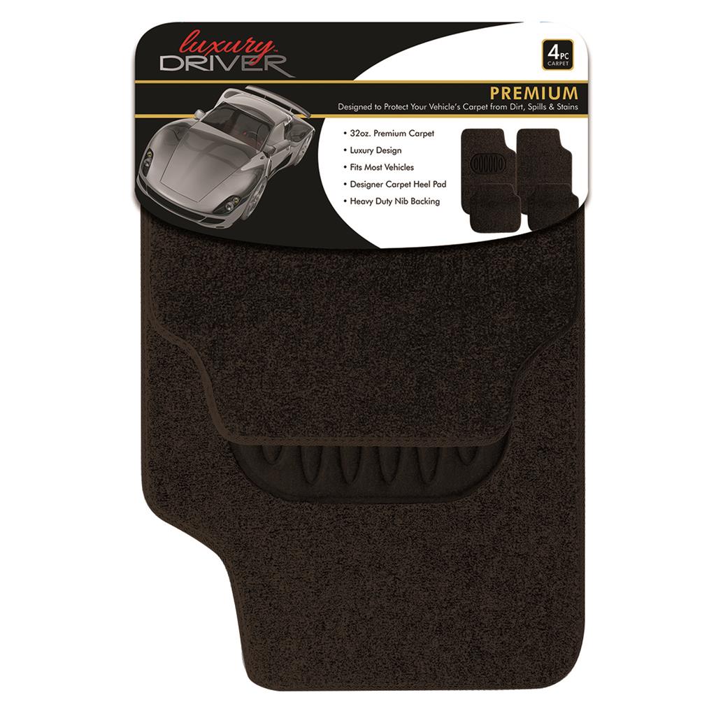 Premium 32 Ounce Carpet Car Mat With Heel - Black