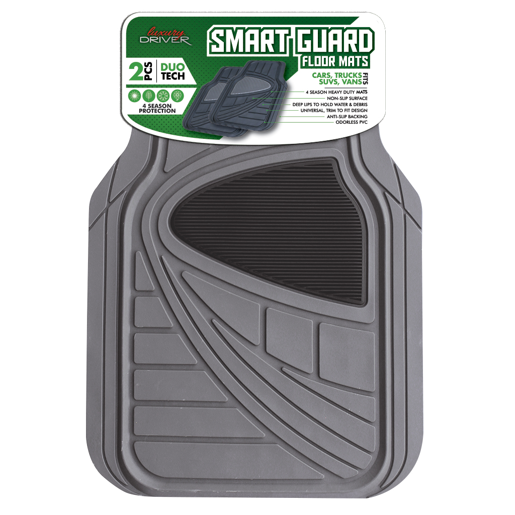 Duo Tech All Weather 2 Piece Car Mat with Black Heel Pad - Grey