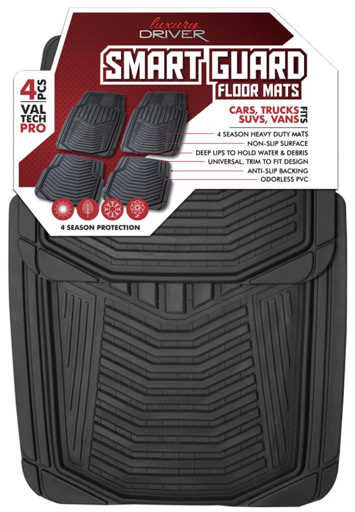 Smart Guard 4 Piece Floor Mats- Black