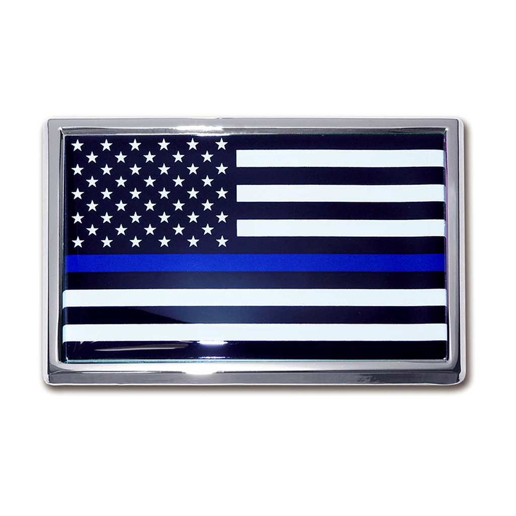 Chrome Auto Emblem - U.S.A. Police Flag