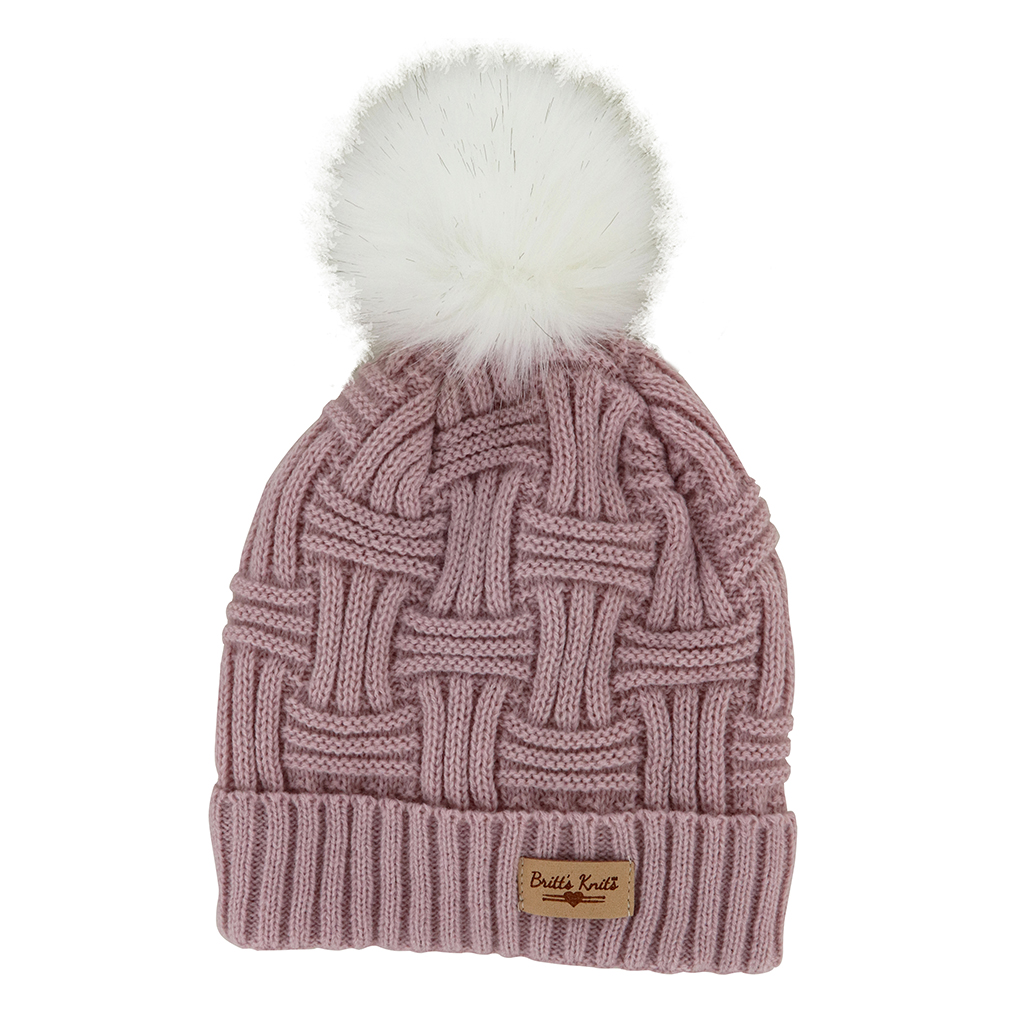 Lined knit hat With Pompom - Assorted Colors