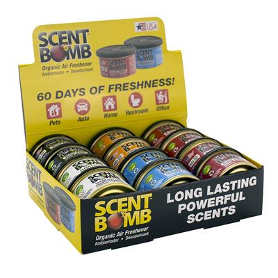 Scent Bomb Organic Can Air Freshener - 12 Piece Display