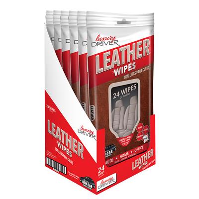 Luxury Driver Leather Wipes 24 Count - New Car CASE PACK 6