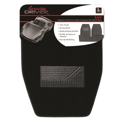 Suv 3 Piece Carpet Car Mat - Black