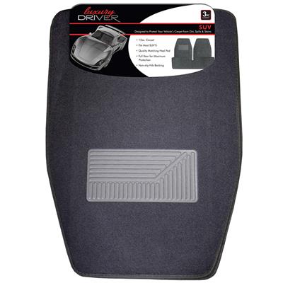 Suv 3 Piece Carpet Car Mat - Charcoal