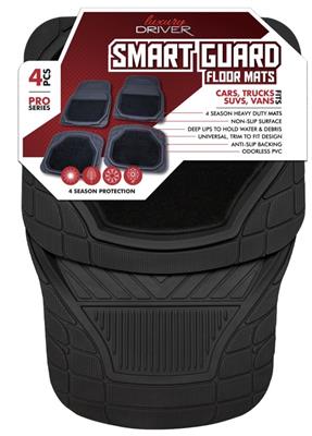 Smart Guard 4 Piece Pro Floor Mats with Carpet - Black