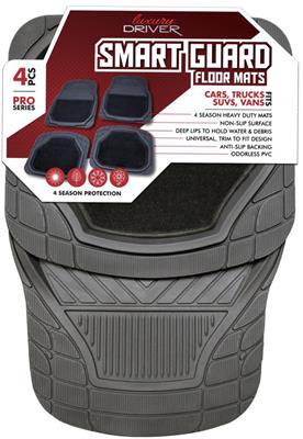 Smart Guard 4 Piece Pro Floor Mats with Carpet- Gray