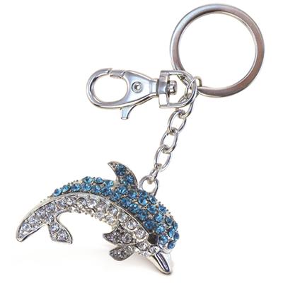 Sparkling Charms Keychain - Blue and White Dolphin